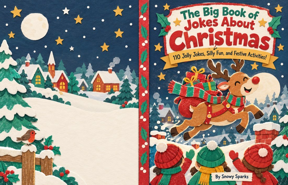 The wraparound paperback cover of a christmas book