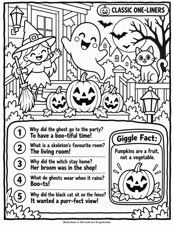The same joke page in the B and W Colouring edition
