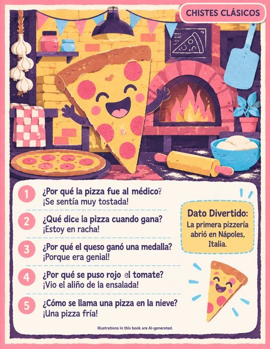 A joke page about pizza written in Espa&ntilde;ol
