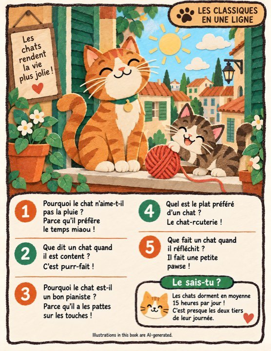 A joke page about cats written in Franais