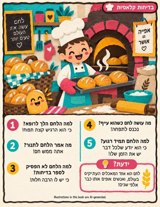 A joke page about baking written in he
