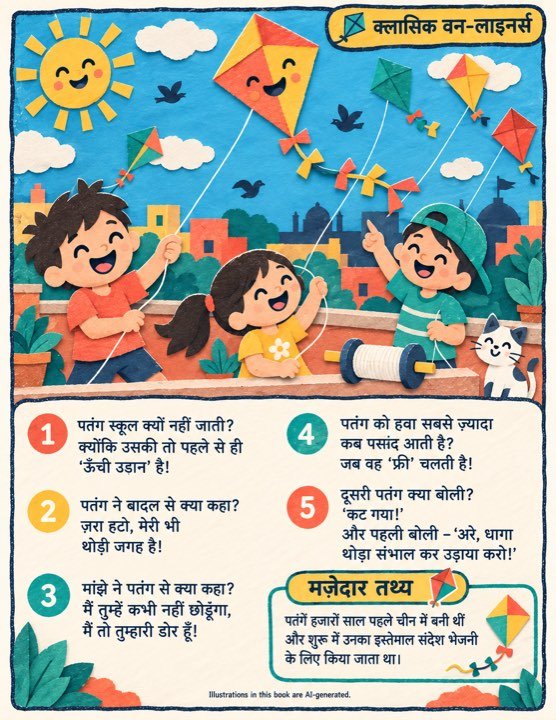 A joke page about kites written in hi