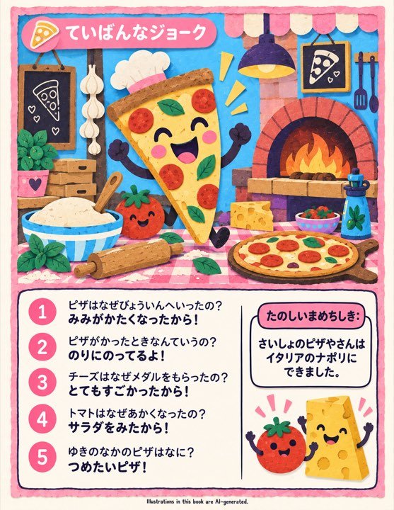 A joke page about pizza written in 日本語