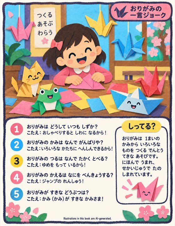 A joke page about origami written in ja2