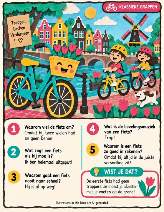 A joke page about bicycles written in Nederlands