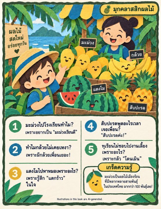 A joke page about fruit written in th