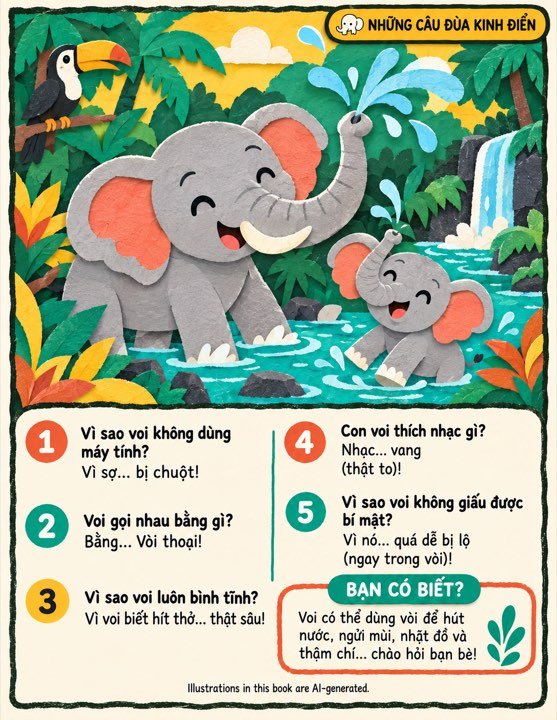 A joke page about elephants written in Ting Vit