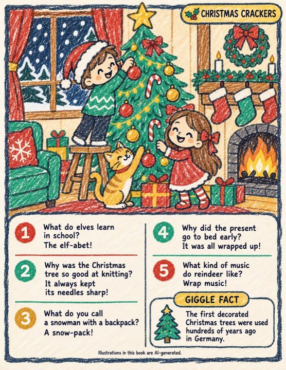 A crayon-coloured page from a christmas book