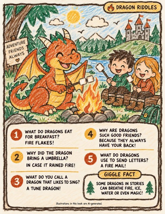 A crayon-coloured page from a dragons book