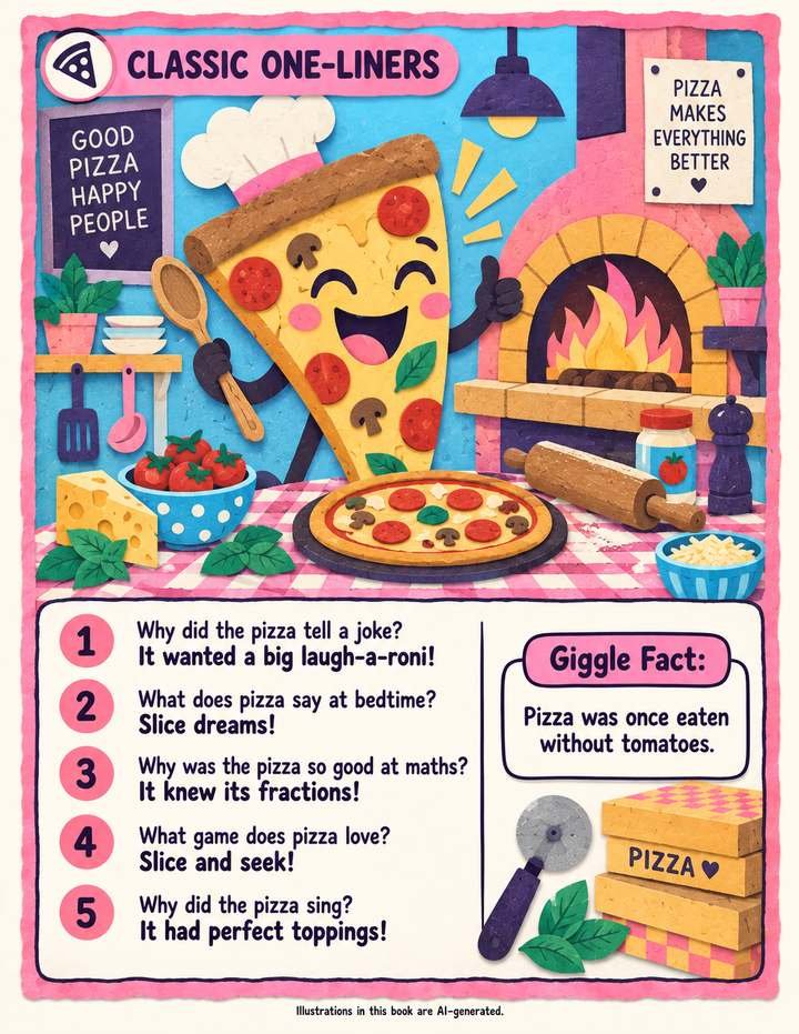 A joke page from a pizza book